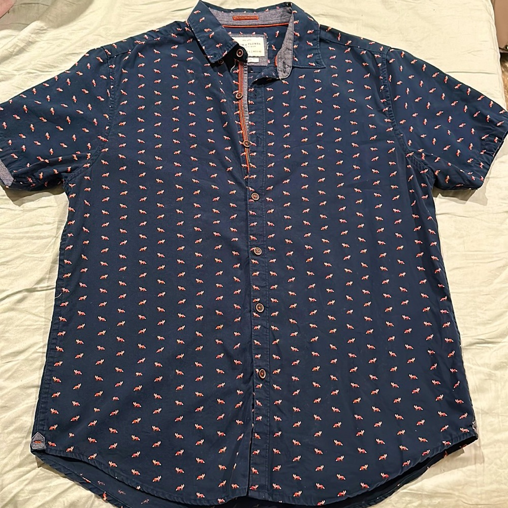 Cute fox button up shirt .